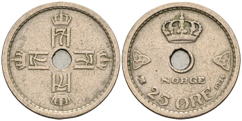 Норвегия 25 эре 1924 Хокон VII (1905-1957) KM 384 медно-никель    4115-417