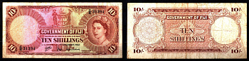 Фиджи 10 шиллингов 1962 Pick 52 c бумага 451-1205-2