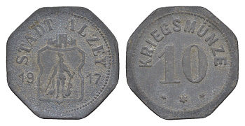 Альцай 10 пфеннигов 1917 Funck 14.1, Men05 468.1, Men18 642.1 цинк 4636-712