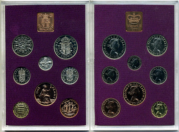 Великобритания набор из 8 монет 1970 в пластике, с сертификатом, в оригинальной картонной коробке Spink PS26 PROOF 7-5-5-25