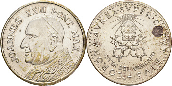 ВАТИКАН МЕДАЛЬ ND ПОНТИФИК ИОАНН XXIII, СЕРЕБРЕНИЕ медно-никель 107-1233