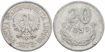 Польша 20 грошей 1973 MW KM А47, Parchimowicz 208m алюминий 4448-744