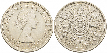 Великобритания 2 шиллинга (флорин) 1965 Елизавета II (1952-2022) KM 906, Spink 4146 медно-никель 4403-731
