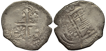 Мексика 2 реала 1598-1621 Филипп III Испанский KM 32.2 серебро  00-00-00