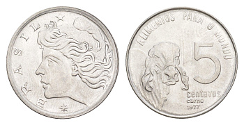 Бразилия 5 сентаво 1977 ФАО - Зебу KM 587 нержавеющая сталь UNC 4644-424
