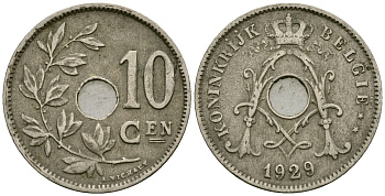 Бельгия 10 сантимов 1929 Belgie KM 86 медно-никель 4395-747