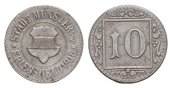 Мюнстер 10 пфеннигов 1918 Funck 350.3A, Men18 22668.1 железо 4659-315