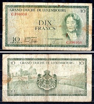 Люксембург 10 франков ND (1954) Pick 48 a (2) бумага 6312-45-3-1