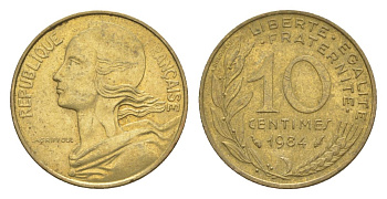 Франция 10 сантимов 1984 тип Morlon KM 929, Le Franc 144.24 алюминиевая бронза 4630-361