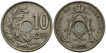 Бельгия 10 сантимов 1923 KM 52 медно-никель 4177-1255