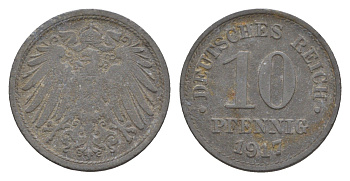 Германия 10 пфеннигов 1917 KM 26, J. 299 цинк 4659-241