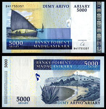 Мадагаскар 5000 ариари (25000 франков) ND (2007-2015) Pick 91 b бумага 7214-47-3-1