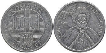 Румыния 1000 лей 2001 Константин Брынковяну (1654-1714) KM 153 алюминий 181-825