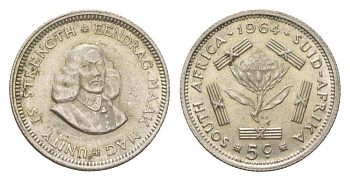 ЮАР 5 центов 1964 KM 59 серебро aUNC 4623-662