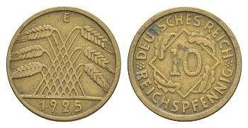 Германия 10 рейхспфеннигов 1925 E KM 40, J. 317 алюминиевая бронза 4640-359