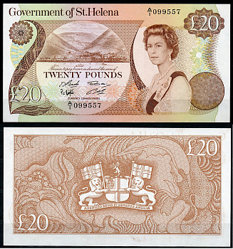 Остров Святой Елены 20 фунтов ND (1986) Елизавета II (1952-2022), Джеймстаун Pick 10 a бумага UNC (пресс)   451-185-1