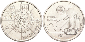 Португалия 200 эскудо 2000 Флорида KM 730 медно-никель UNC 1088-7-51