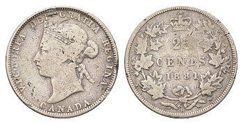 Канада 25 центов 1881 Виктория (1837-1901) KM 5 серебро 3896-133