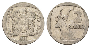 ЮАР 2 ранда 1989 KM 139 медь плакированная никелем 4626-1016