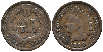 США 1 ЦЕНТ 1899 ГОЛОВА ИНДЕЙЦА KM 90а бронза 66-165