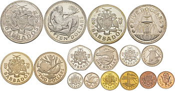 Барбадос набор из 8 монет 1974 в оригинальной коробке, с сертификатом KM Ps 2 PROOF 3-6-1-36