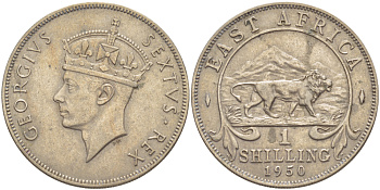 Британская Восточная Африка 1 шиллинг 1950 Георг VI (1936-1952) KM 31 медно-никель 216-1031