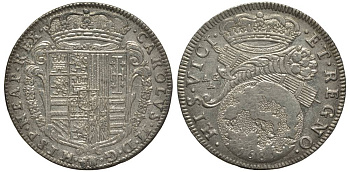 Неаполь и Сицилия тари (2 карлини) 1685 Карл II Испанский серебро aUNC 00-822-04