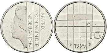 Нидерланды 1 гульден 1995 Беатрикс (1980-2013) KM 205 никель 94-736