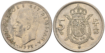 Испания 5 песет 1975 (79) Хуан Карлос I (1975-2014) KM 807 медно-никель 259-155
