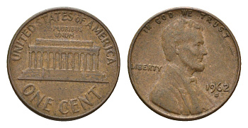 США 1 цент 1962 D, Авраам Линкольн KM 201 медь цинк 4674-511