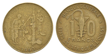 Западная Африка (BCEAO) 10 франков 1990 KM 10 медь алюминий никель 4656-843