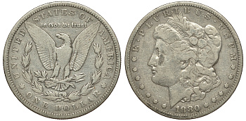 США 1 доллар 1880 Морган доллар KM 110 серебро 413-344