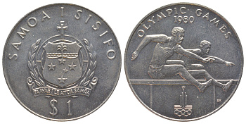 Самоа 1 тала 1980 XXII летние Олимпийские Игры, Москва 1980, тираж 5.000 экземпляров KM 35 медно-никель BU 1525-714