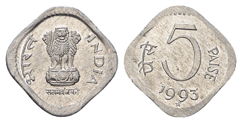 Индия 5 пайс 1993 KM 23 алюминий UNC 4643-1052