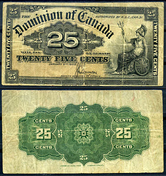 Канада 25 центов 1900 Британия, Saunders Pick 9 c бумага 8614-20-4-1