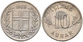 Исландия 10 эйре 1969 KM 10 медно-никель 4564-635
