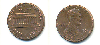 США 1 ЦЕНТ 1985 ЛИНКОЛЬН KM 201b цинк плакированный медью 86-229