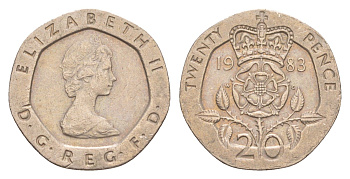 Великобритания 20 пенсов 1983 Елизавета II (1952-2022) KM 931, Spink 4230 (G1) медно-никель 4639-836