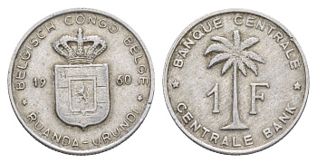 Руанда-Урунди 1 франк 1960 KM 4 алюминий 4605-622