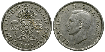 Великобритания 2 шиллинга (флорин) 1948 Георг VI (1936-1952) KM 865, Spink 4102 медно-никель 4381-1216