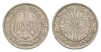 Германия 50 рейхспфеннигов 1928 A KM 49, J. 324 медно-никель 4164-1119