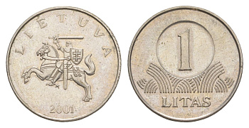 Литва 1 лит 2001 KM 111 медно-никель 4633-854