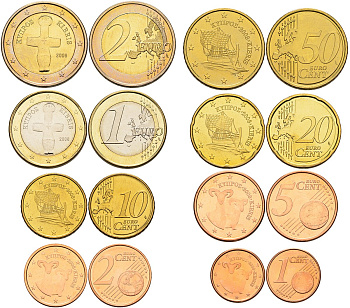 Кипр евронабор из 8 монет 2008 UNC N5-14