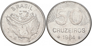 БРАЗИЛИЯ 50 КРУЙЗЕЙРО 1984 KM 594.1 сталь aUNC 73-324