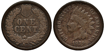 США 1 цент 1879 индеец, Indian head  бронза    1531-123