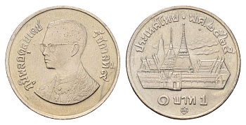 Таиланд 1 бат 1982 BE 2525, Рама IX, королевский дворец Y 159 медно-никель UNC 4670-1235