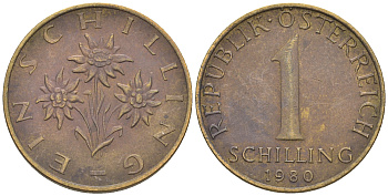 Австрия 1 шиллинг 1980 KM 2886 алюминиевая бронза 60-1231