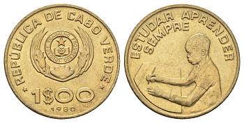 Кабо-Верде 1 эскудо 1980 KM 17 никель латунь UNC 65-347