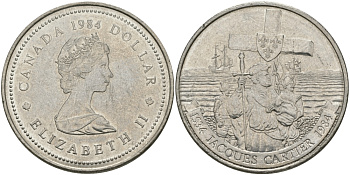 Канада 1 доллар 1984 Жак Картье KM 141 никель UNC 97-222