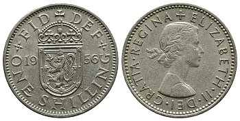 Великобритания 1 шиллинг 1956 Елизавета II (1952-2022), Шотландский герб KM 905, Spink 4148 медно-никель 4384-623